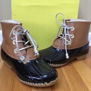 JACK ROGERS ‘Chloe’ Dark Brown Classic Rain Bootie Duck Boots Size 9